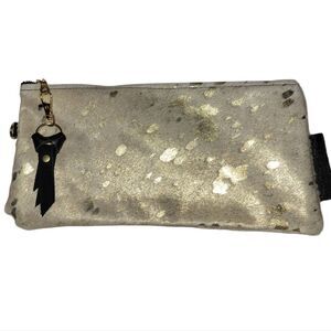 Designed for Joy  Animal Hair Clutch Case Pouch Bag Gold Flecks